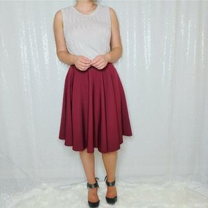 Unique Full Circle Burgundy Skirt